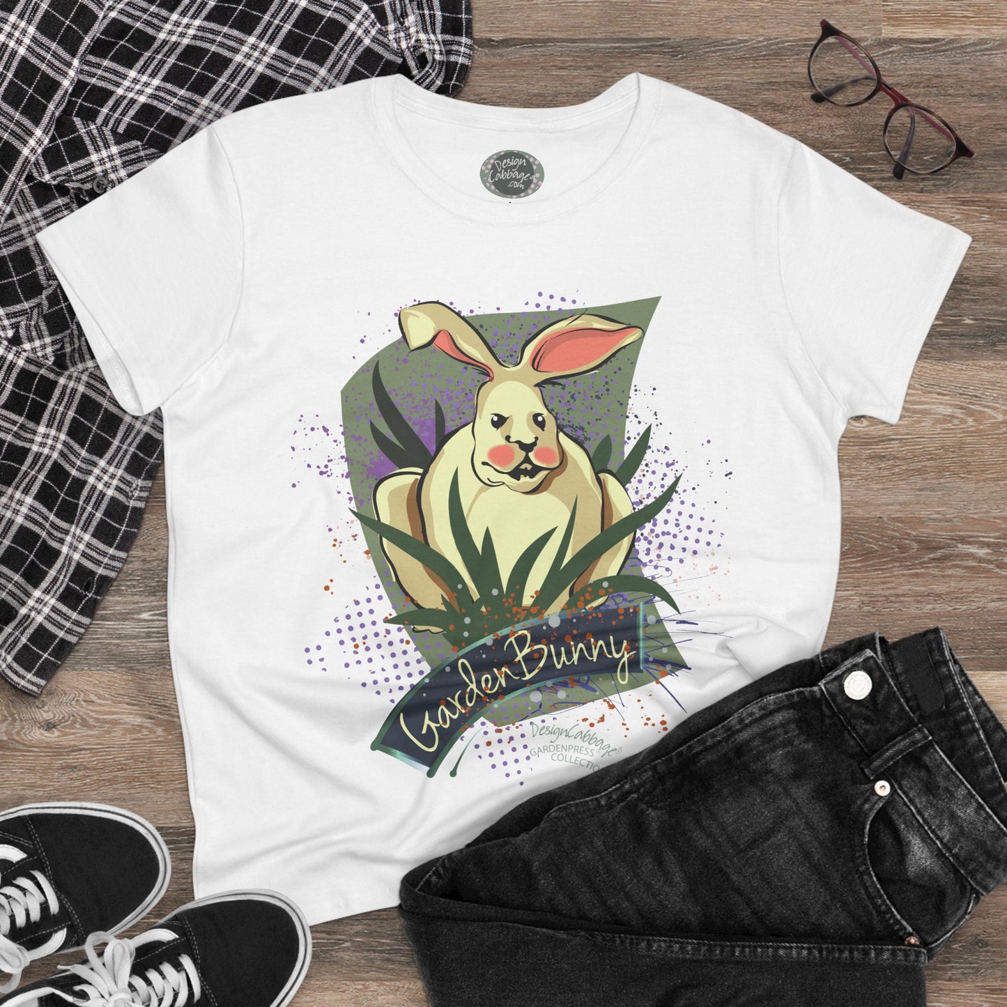 Bunny Rabbit Garden Graphic T-Shirt - GardenPress® Collection - Women's Tee