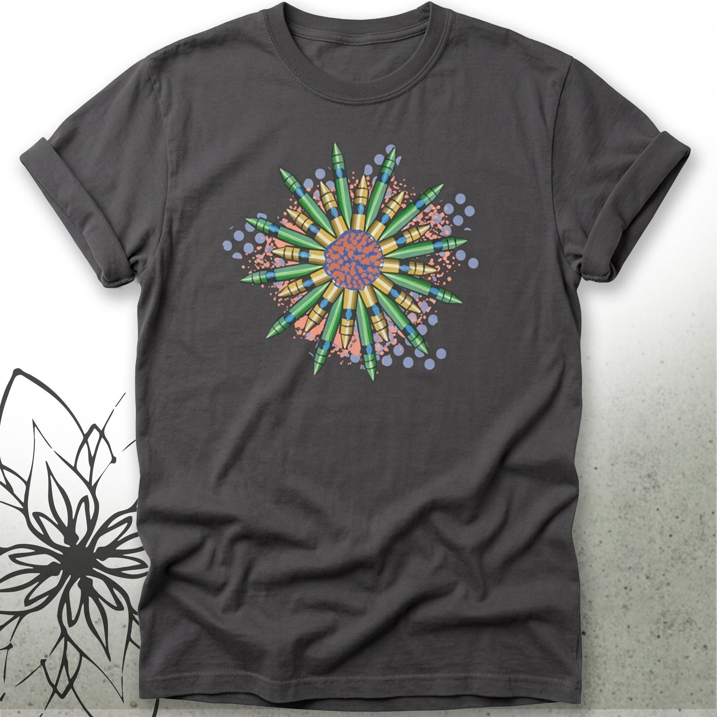 Crayon Mandala Unisex Graphic T-Shirt Tee — Brush&Pen® Collection