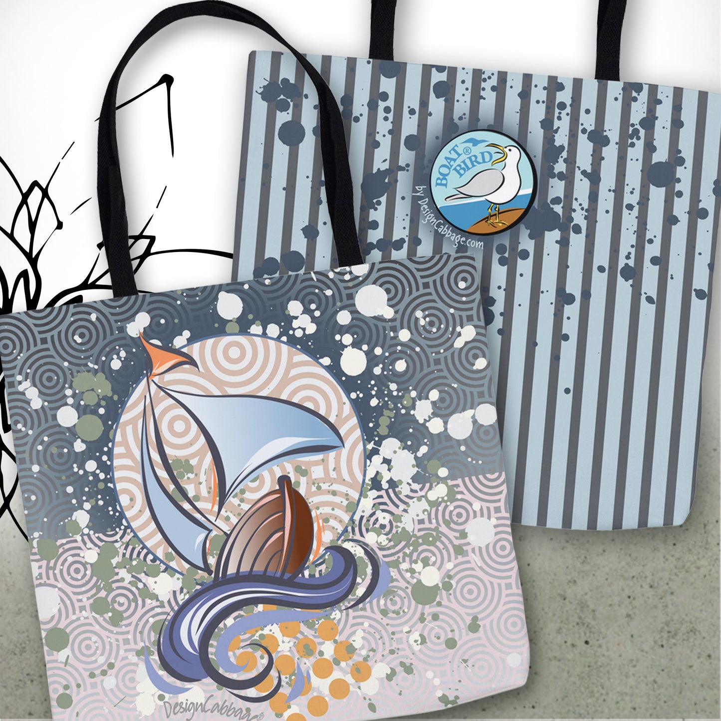 Sailboat Nautical Graphic Tote Bag — BoatBird™ Collection