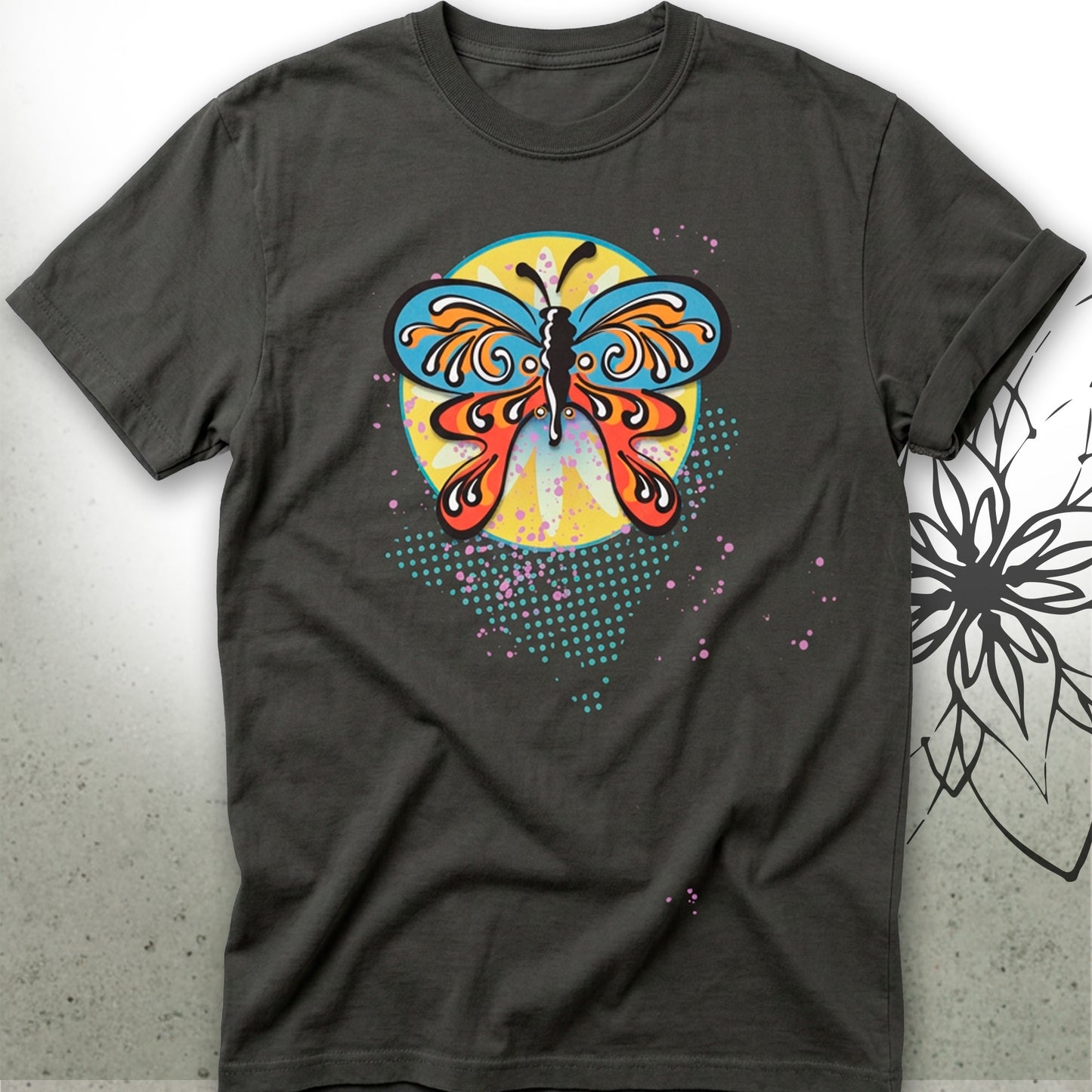 Colorful Retro Psychedelic Butterfly Unisex Graphic T-Shirt Tee — GardenPress® Collection