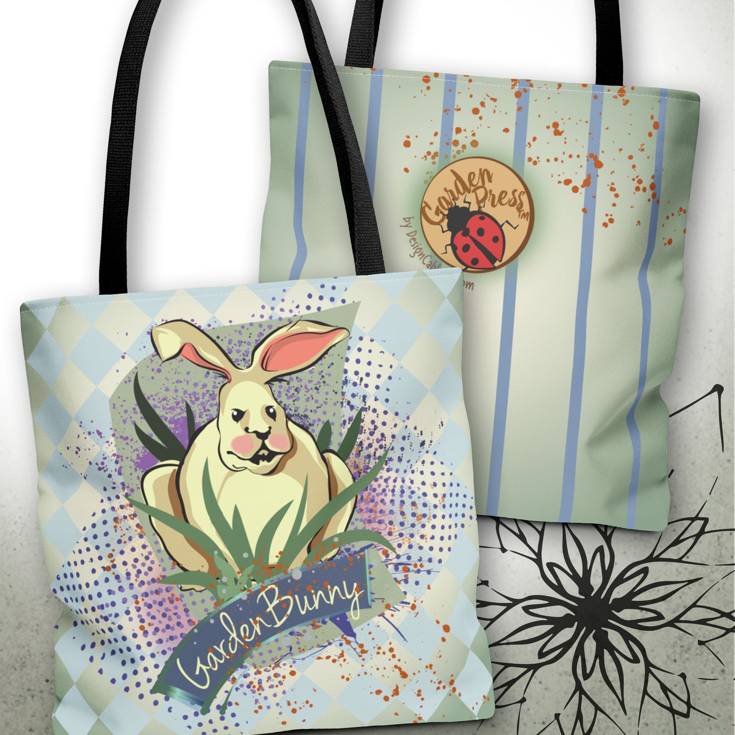 Bunny Rabbit Garden Graphic Tote Bag — GardenPress™ Collection