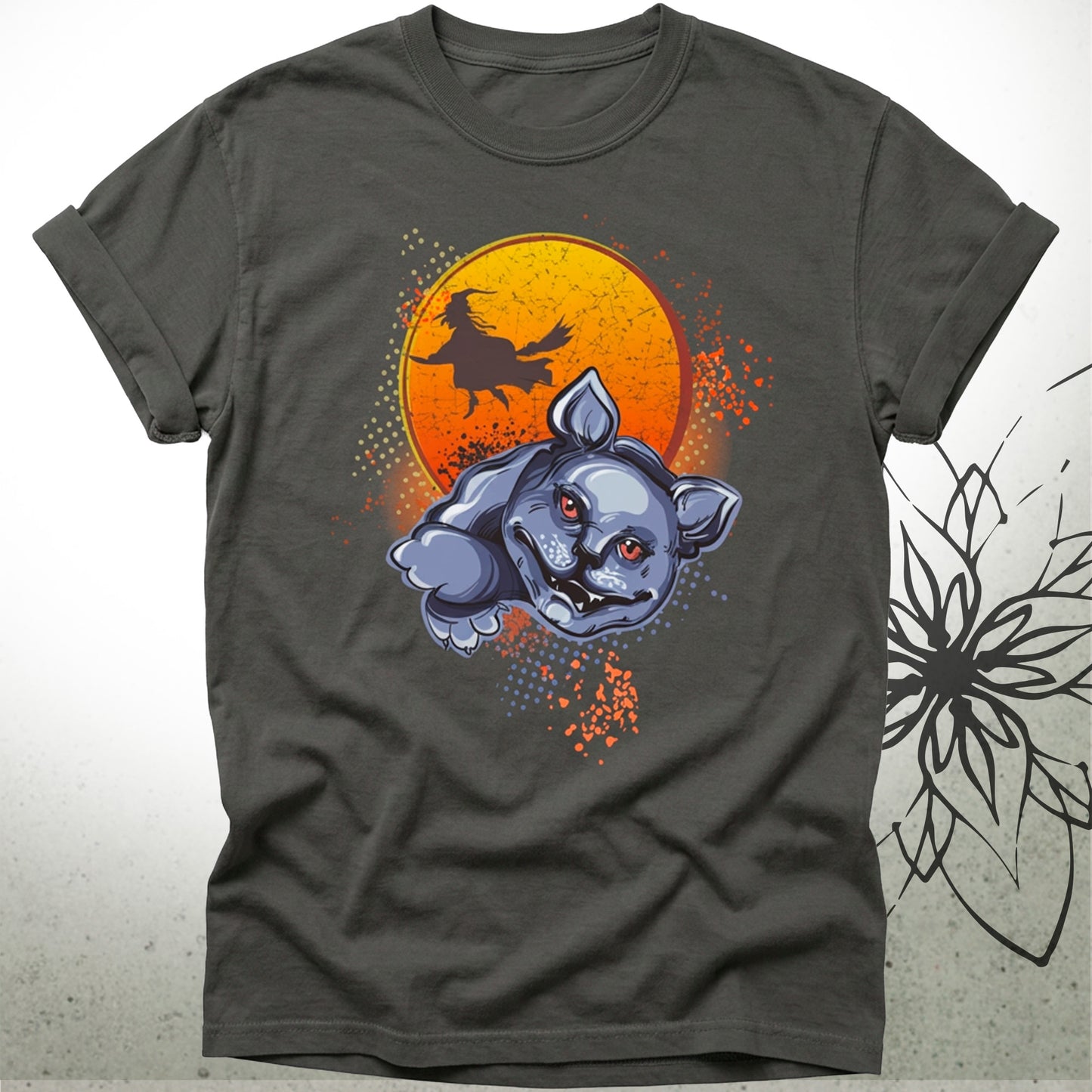 Halloween Cat & Witch Moon Unisex Graphic T-Shirt Tee — MoonSong® Collection