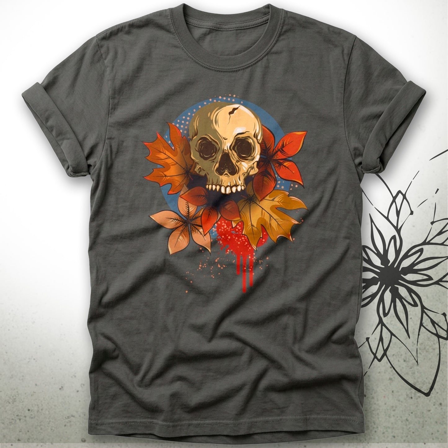 Skull & Autumn Leaves Unisex Graphic T-Shirt Tee — MoonSong® Collection