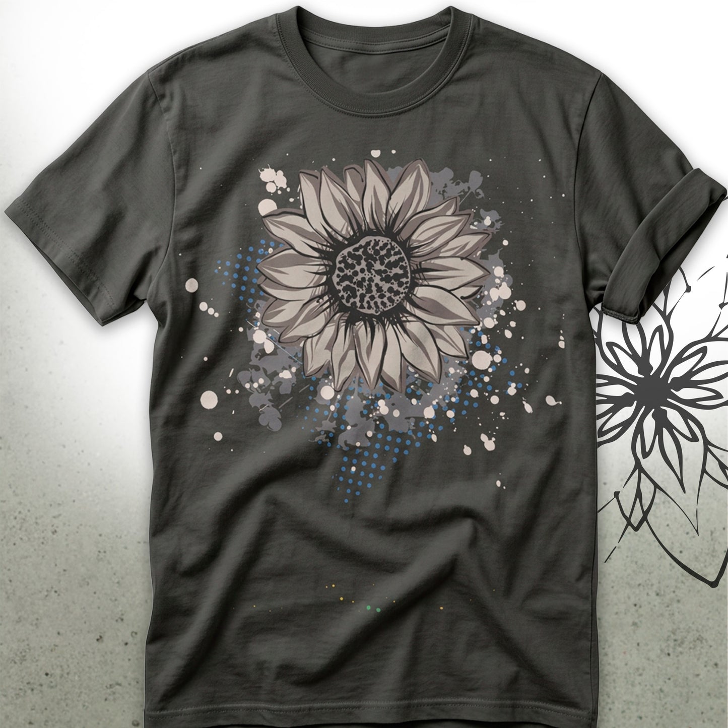 Vintage Sunflower Sketch Unisex Graphic T-Shirt Tee — VintageInk® Collection