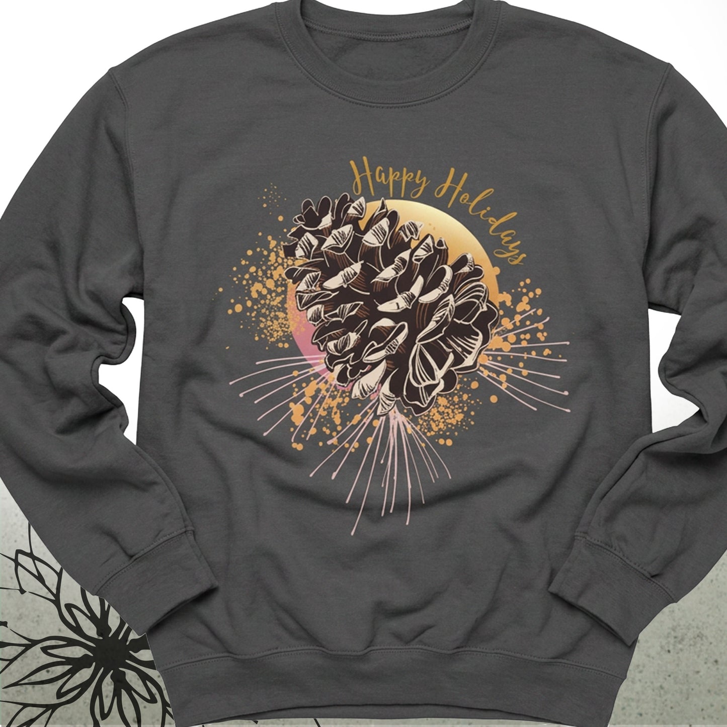 Holiday Pine Cone Unisex Graphic Lightweight Sweatshirt — MoonSong® Collection