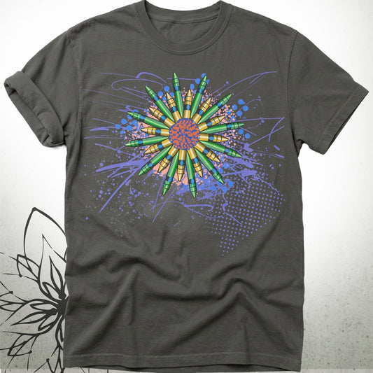 Crayon Mandala Unisex Graphic T-Shirt Tee — Brush&Pen® Collection