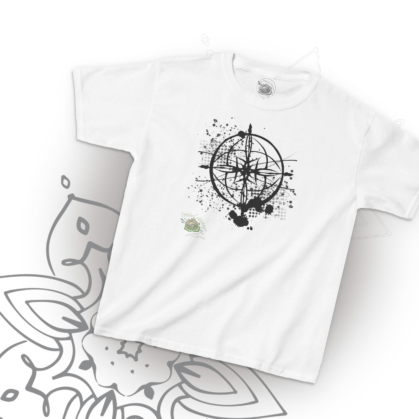 Earth Compass Graphic T-Shirt - VintageInk® Collection - Kids' Tee