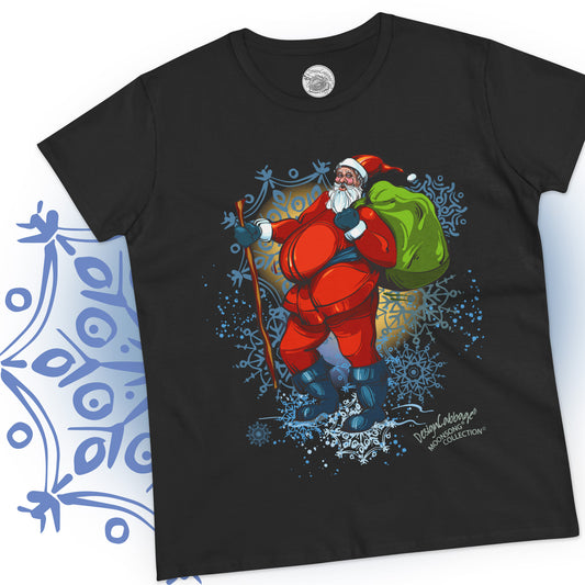 Vintage Hiking Santa Graphic T-Shirt - MoonSong® Collection - Women's Tee