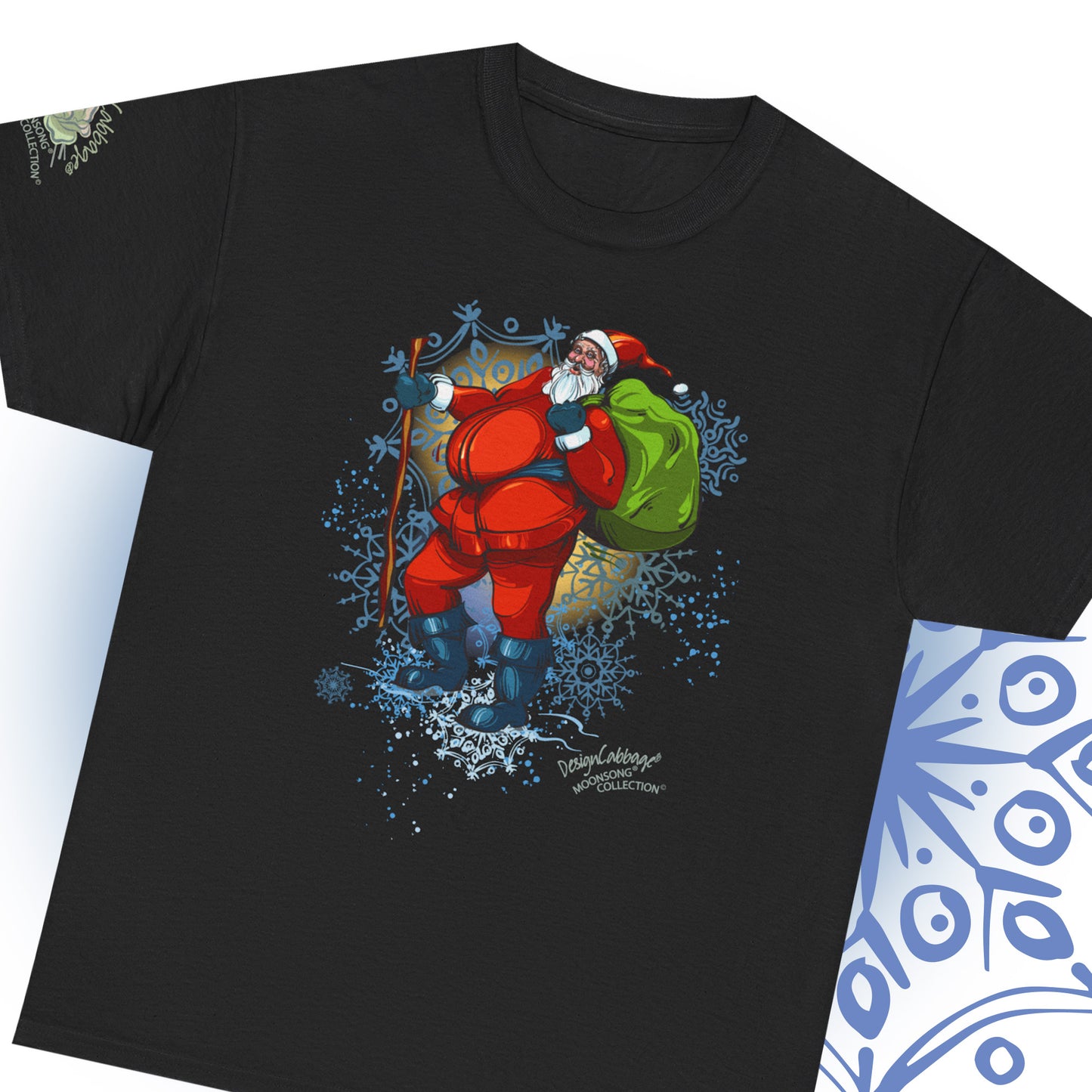 Vintage Hiking Santa Graphic T-Shirt - MoonSong® Collection - Unisex-Fit Tee