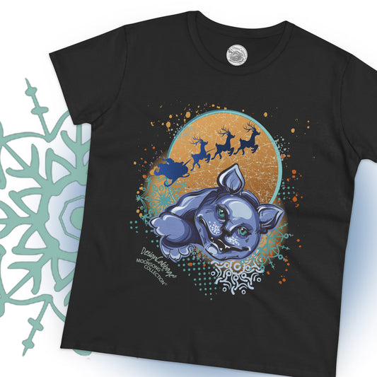 Sarcastic Christmas Santa Cat Graphic T-Shirt - MoonSong® Collection - Women's Tee