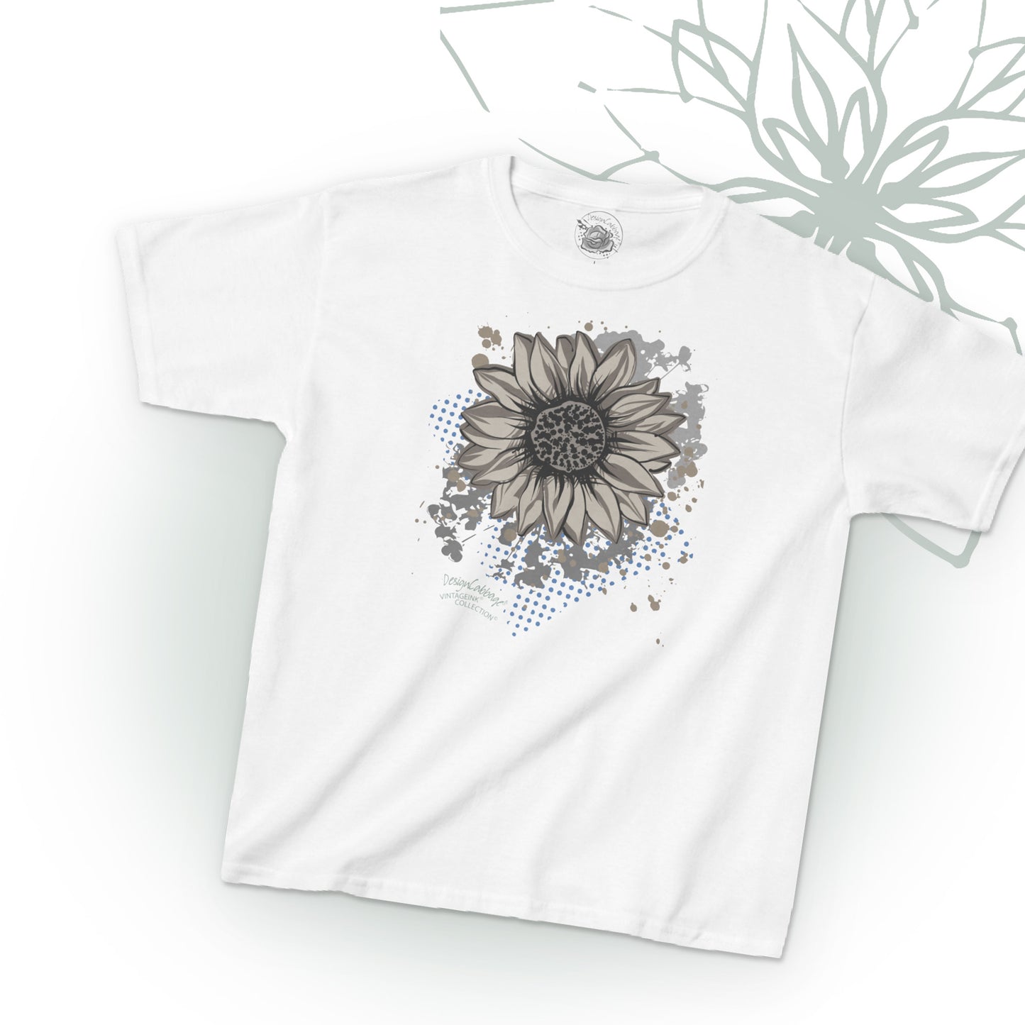 Vintage Garden Sunflower Graphic T-Shirt - VintageInk® Collection - Kids' Tee