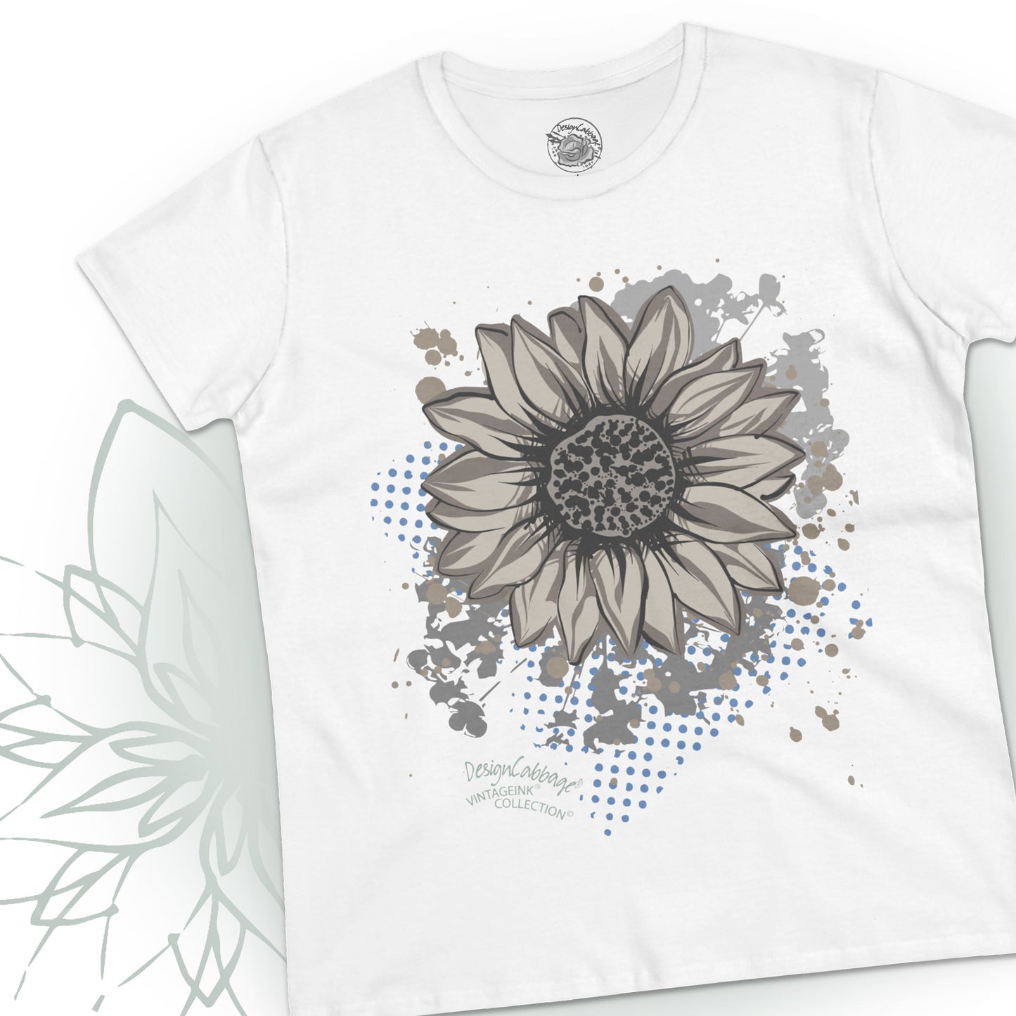 Vintage Garden Sunflower Graphic T-Shirt - VintageInk® Collection - Women's Tee
