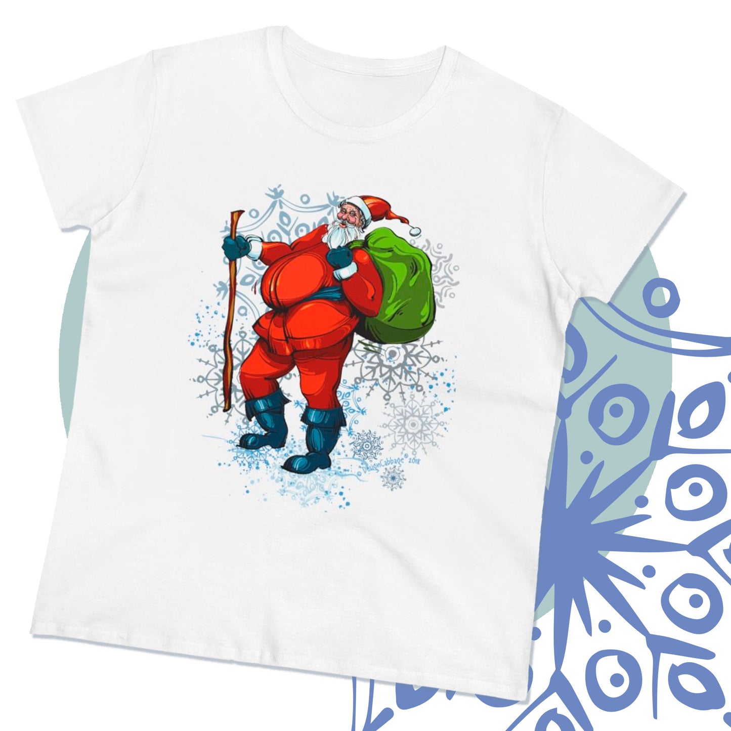 Hiking Santa Graphic T-Shirt - MoonSong® Collection - Women's Tee