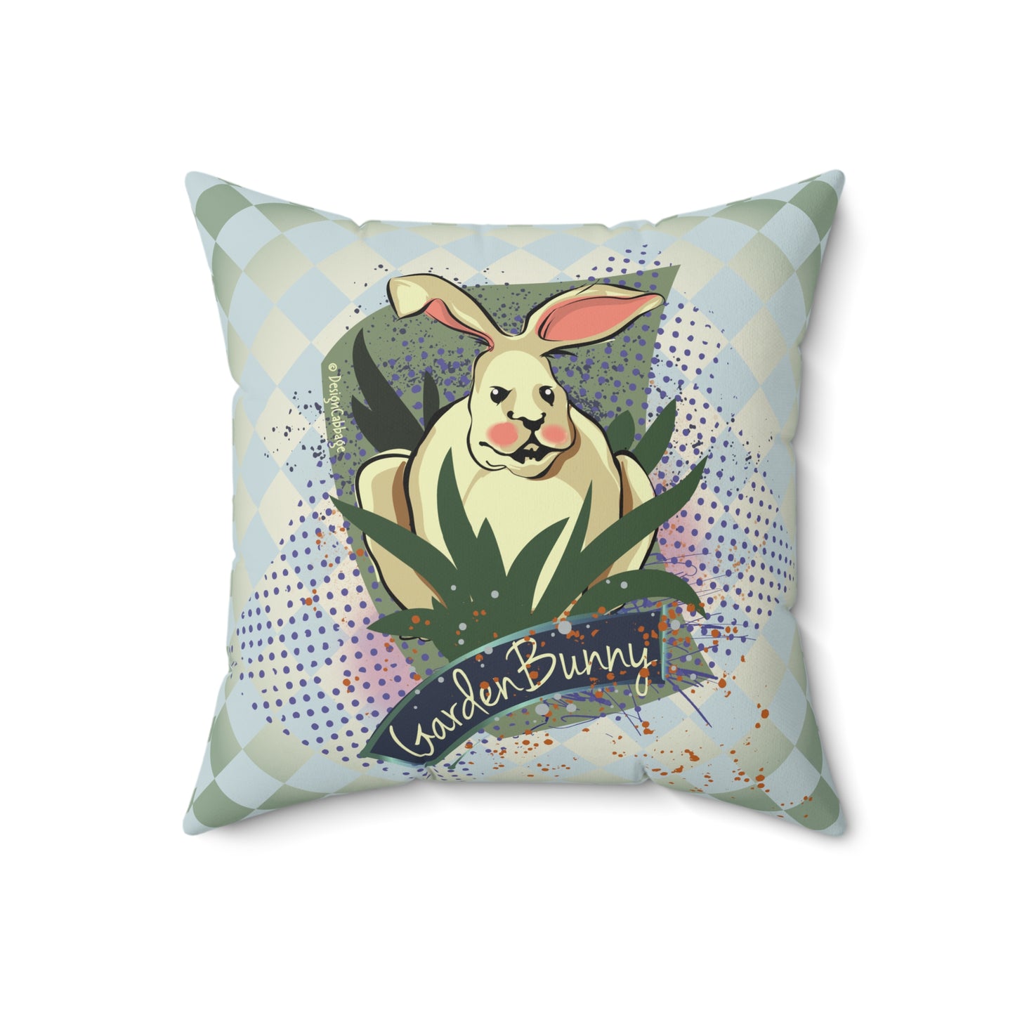 Bunny Rabbit Garden Graphic Throw Pillow - GardenPress™ Collection