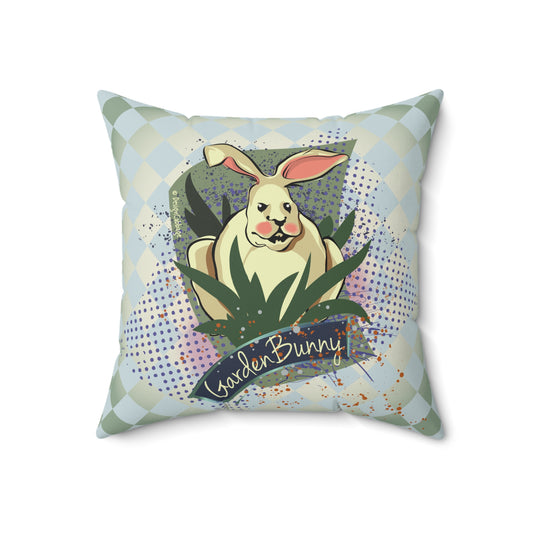Bunny Rabbit Garden Graphic Throw Pillow - GardenPress™ Collection