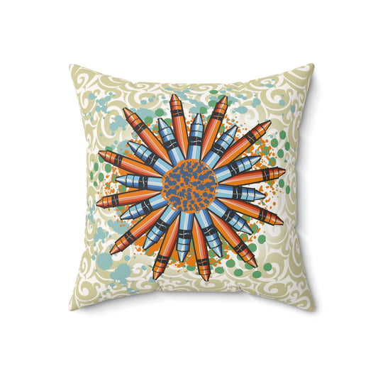 Crayon Mandala Graphic Throw Pillow - Brush&Pen™ Collection