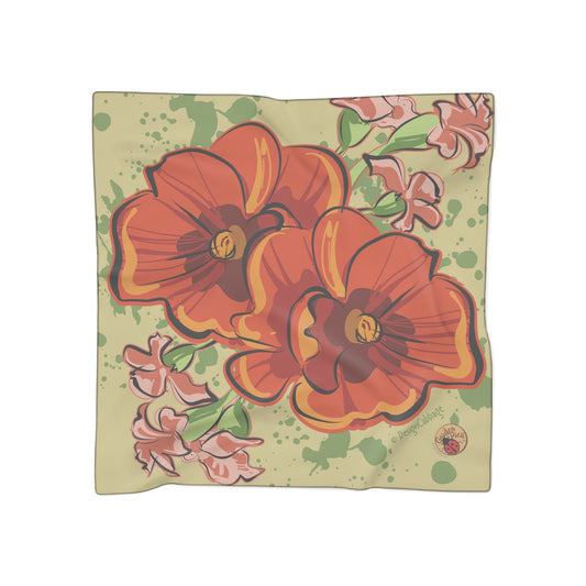 Garden Poppy Flower Graphic Scarf - GardenPress® Collection