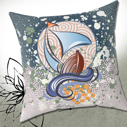 Sailboat Nautical Graphic Throw Pillow - BoatBird™ Collection
