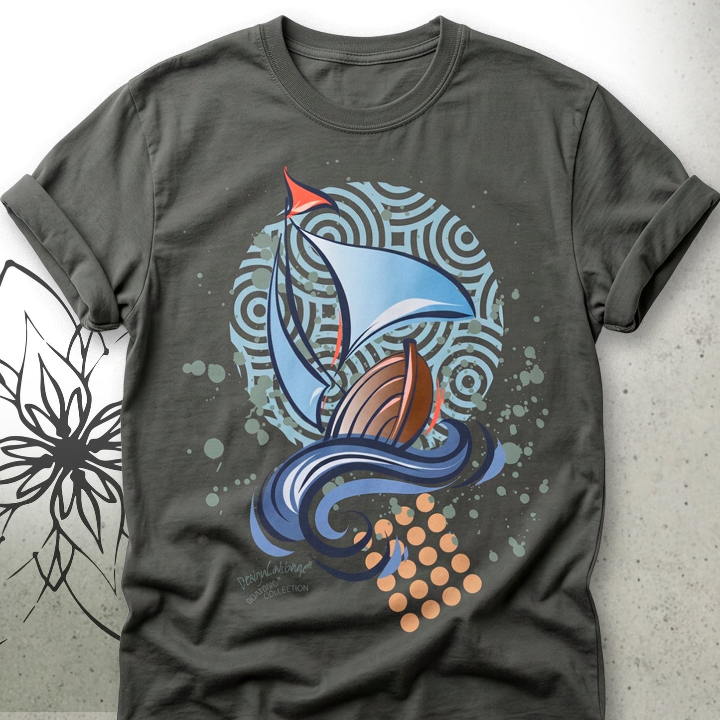 Sailboat Waves Graphic T-Shirt — BoatBird® Collection