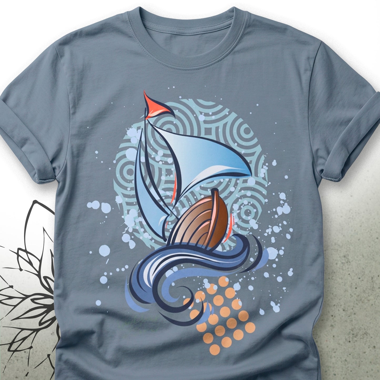 Sailboat Waves Graphic T-Shirt — BoatBird® Collection