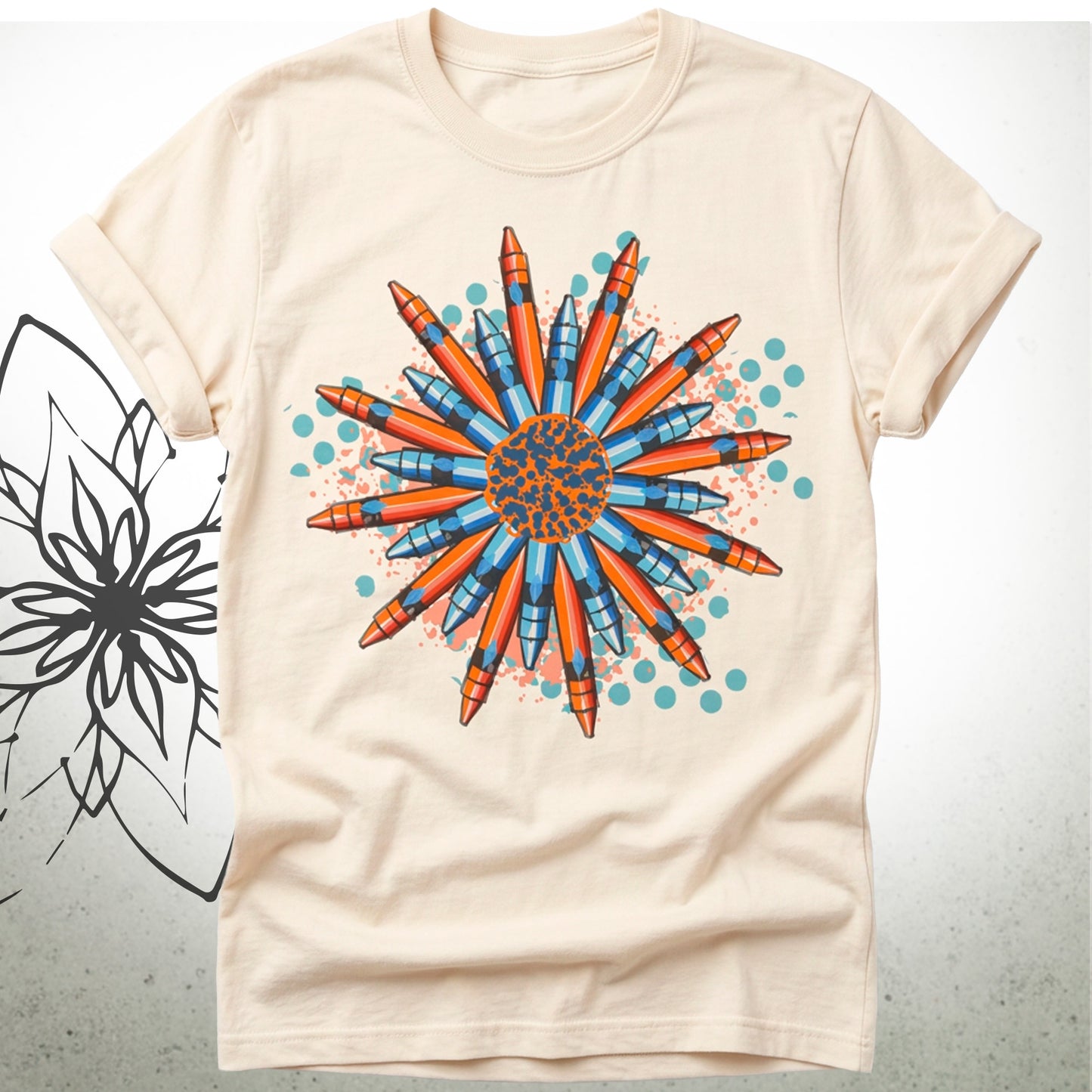 Sunburst Crayon Mandala Graphic T-Shirt — Brush&Pen® Collection