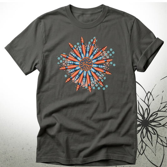 Sunburst Crayon Mandala Unisex Graphic T-Shirt — Brush&Pen® Collection