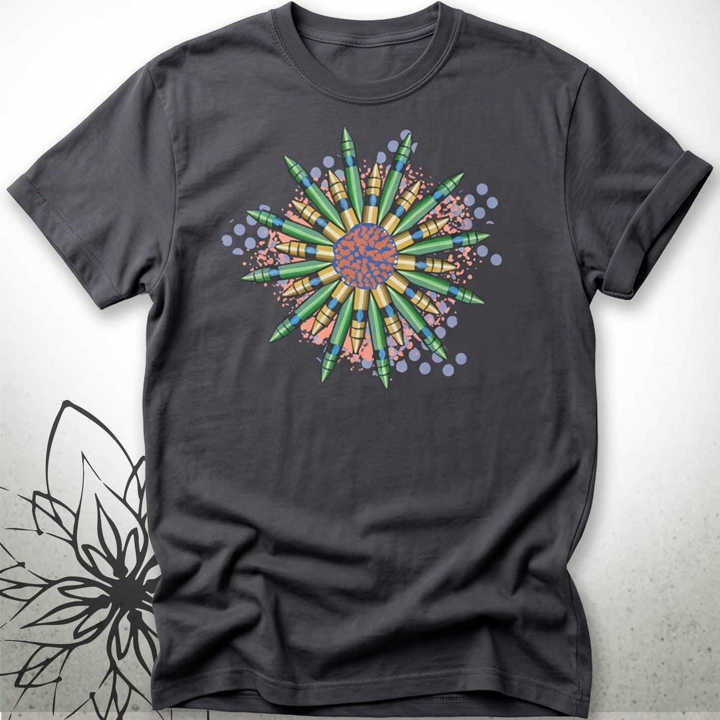 Crayon Mandala Unisex Graphic T-Shirt Tee — Brush&Pen® Collection