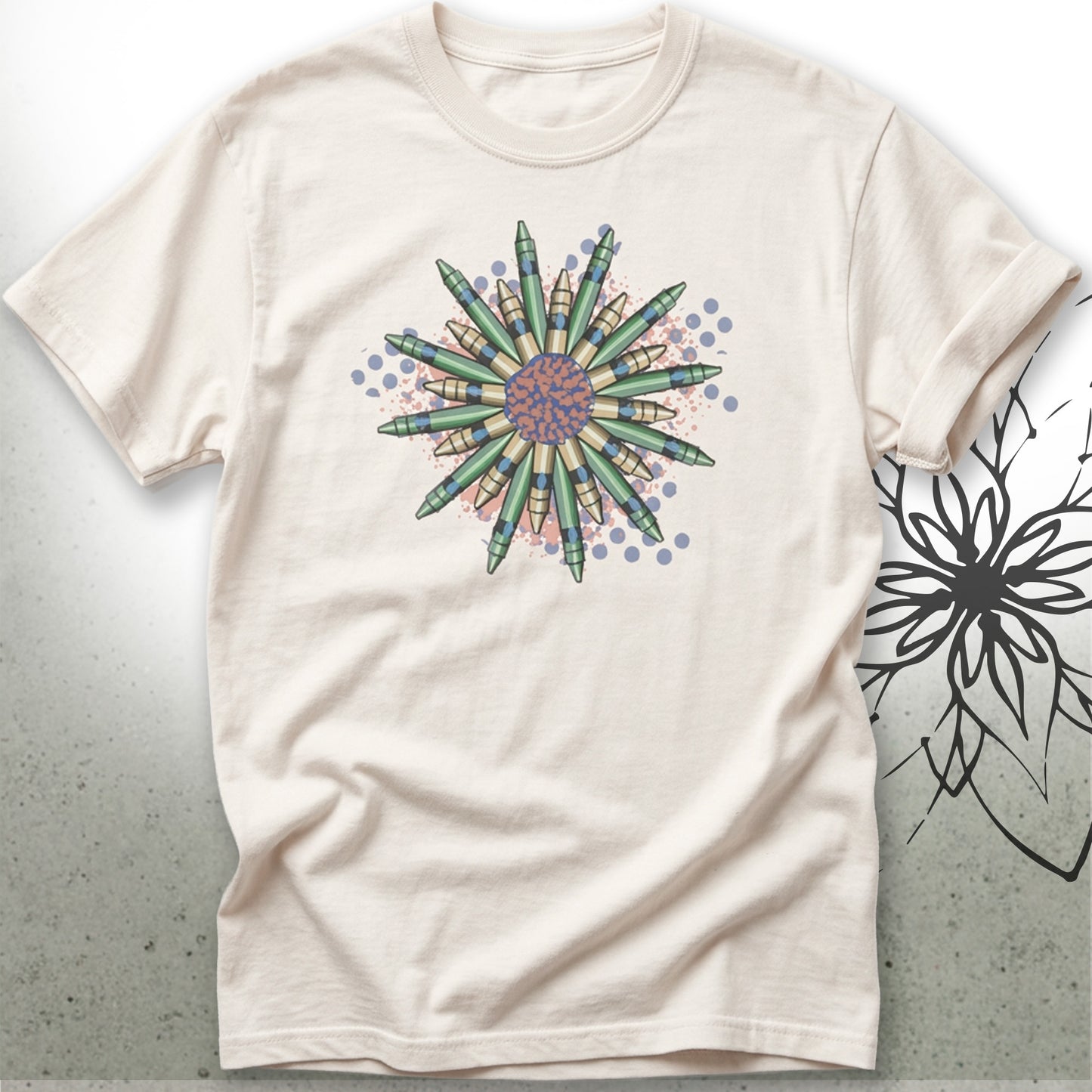 Crayon Mandala Unisex Graphic T-Shirt Tee — Brush&Pen® Collection