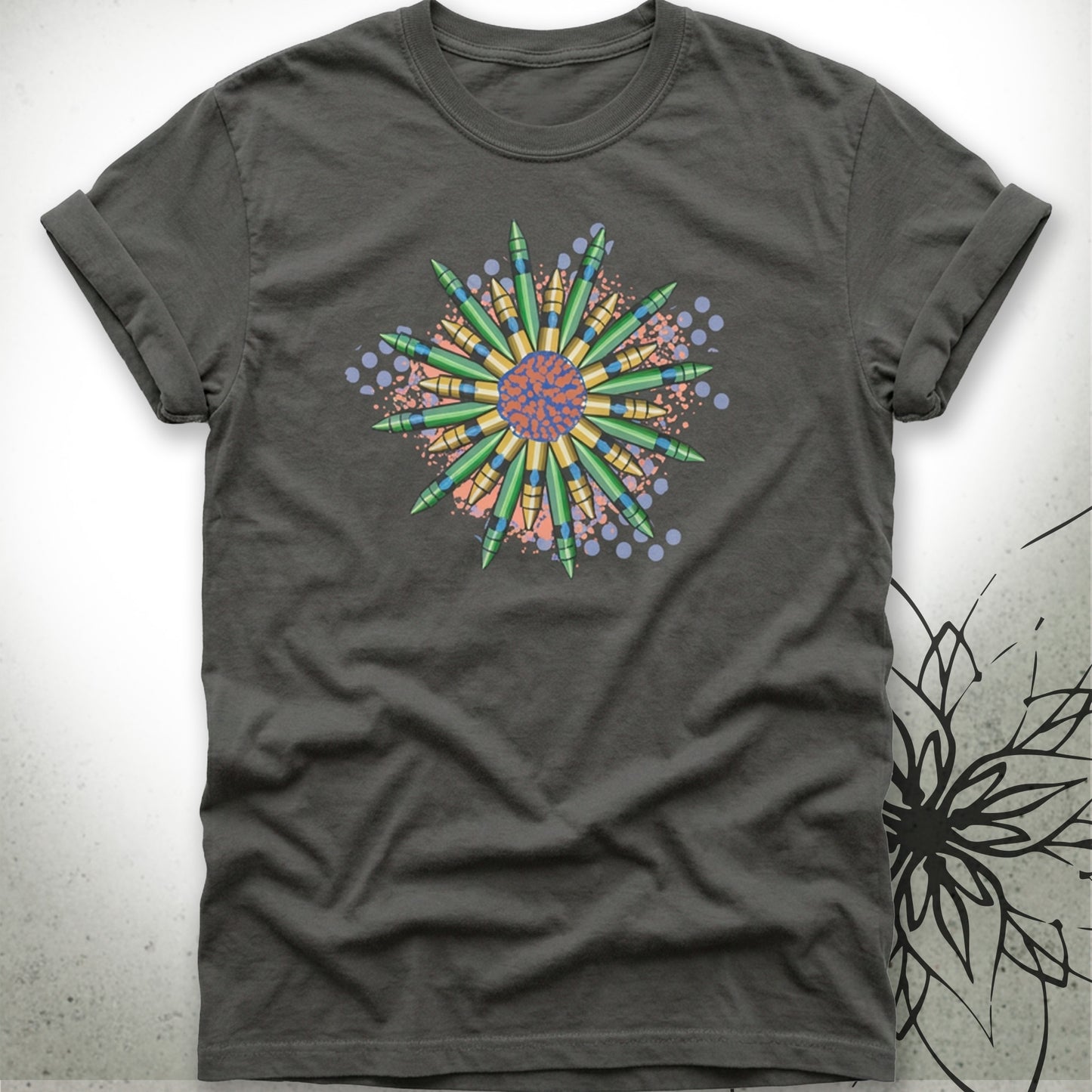 Crayon Mandala Unisex Graphic T-Shirt Tee — Brush&Pen® Collection