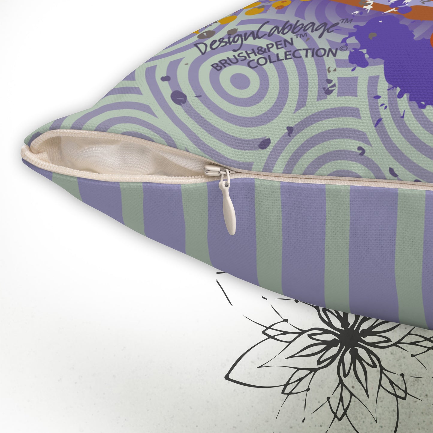 Earth Compass Graphic Throw Pillow - Brush&Pen™ Collection