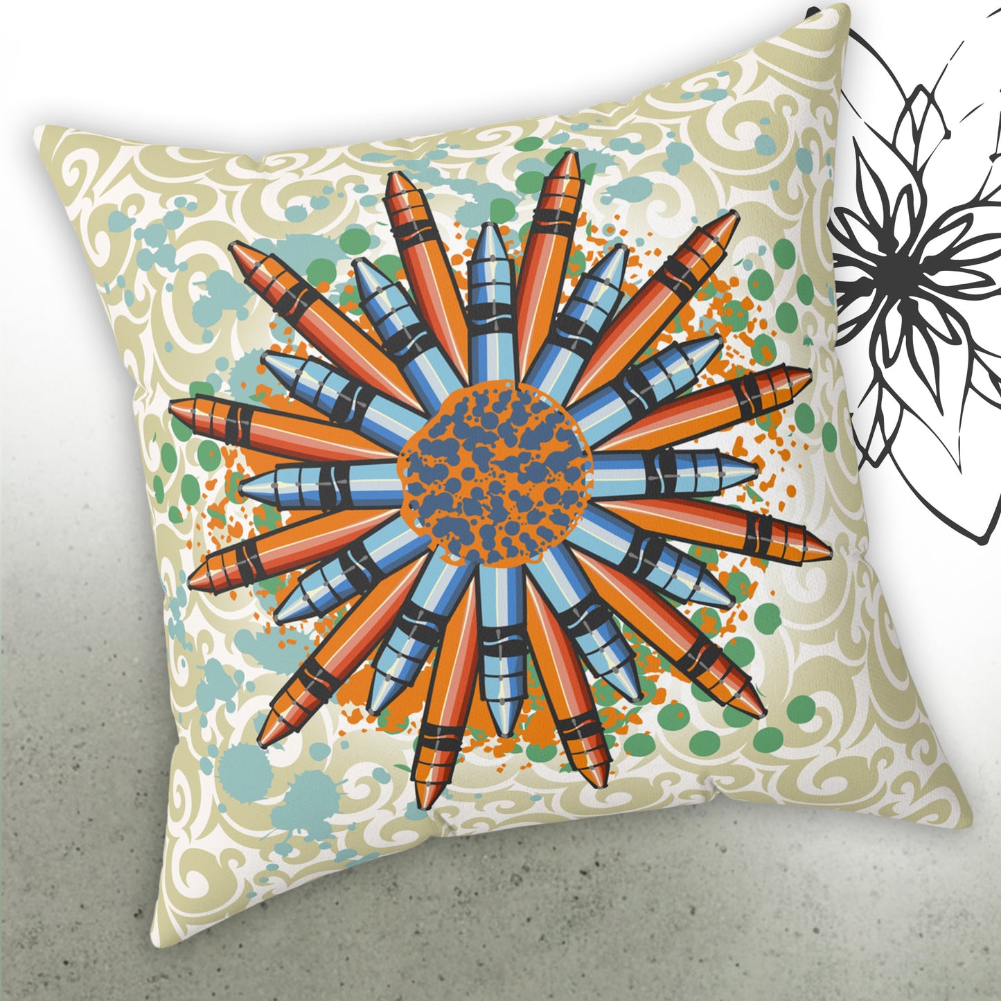 Crayon Mandala Graphic Throw Pillow - Brush&Pen™ Collection