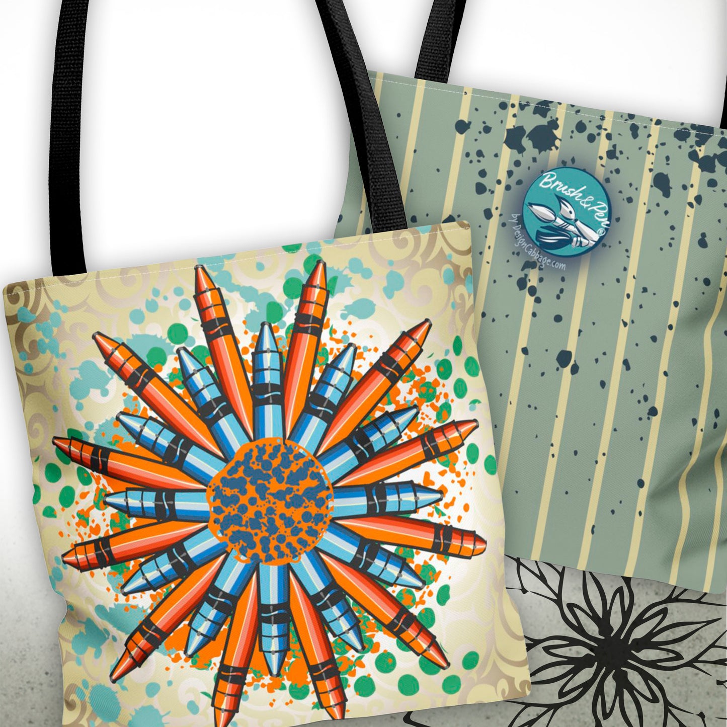 Crayon Mandala Graphic Tote Bag — Brush&Pen™ Collection