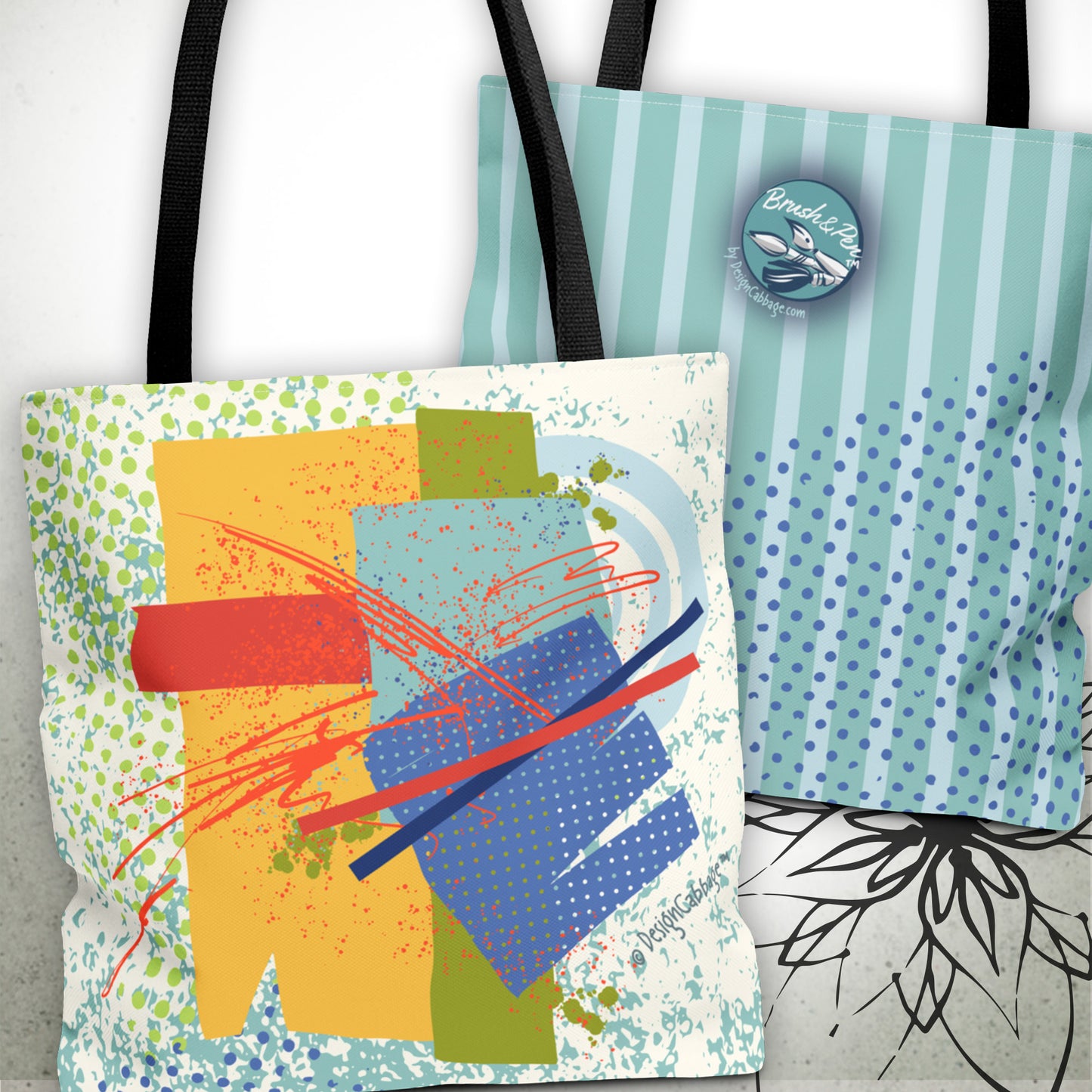 Colorful Abstract Art Graphic Tote Bag — Brush&Pen™ Collection
