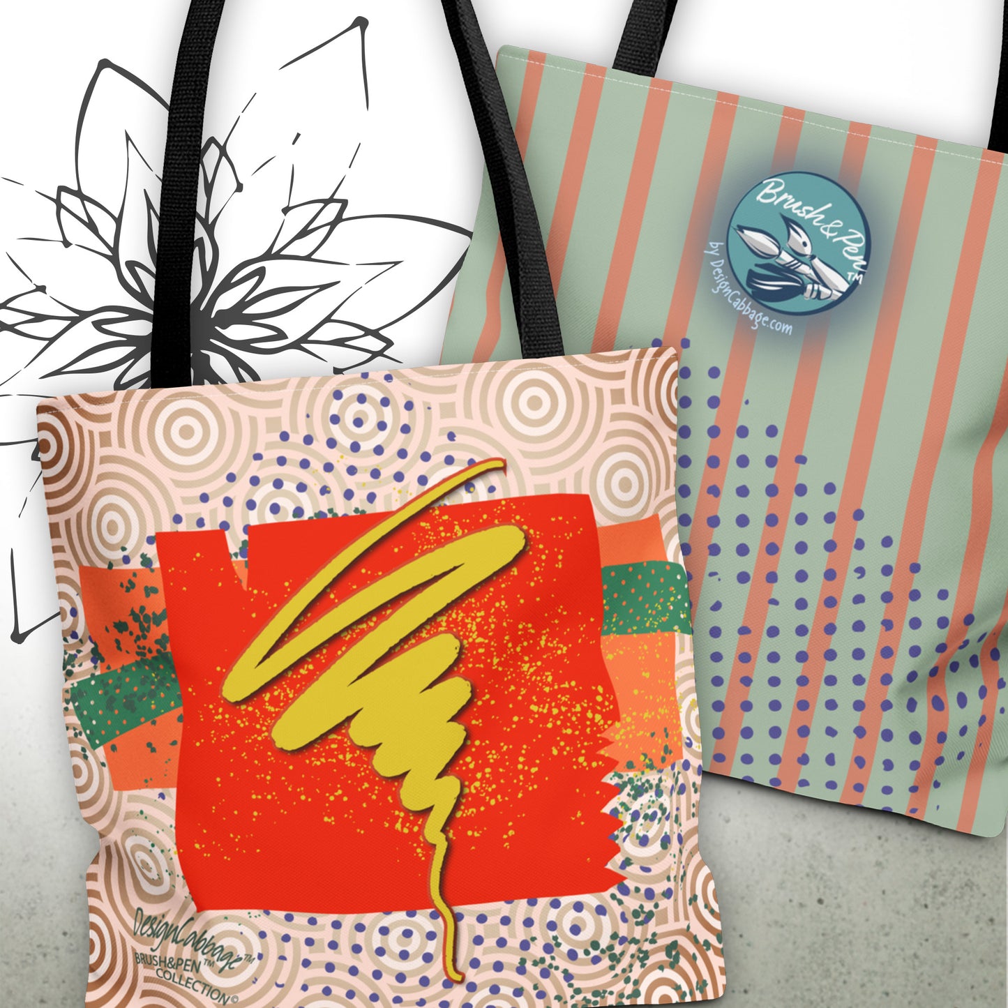 Abstract Art Whirlwind Graphic Tote Bag — Brush&Pen™ Collection