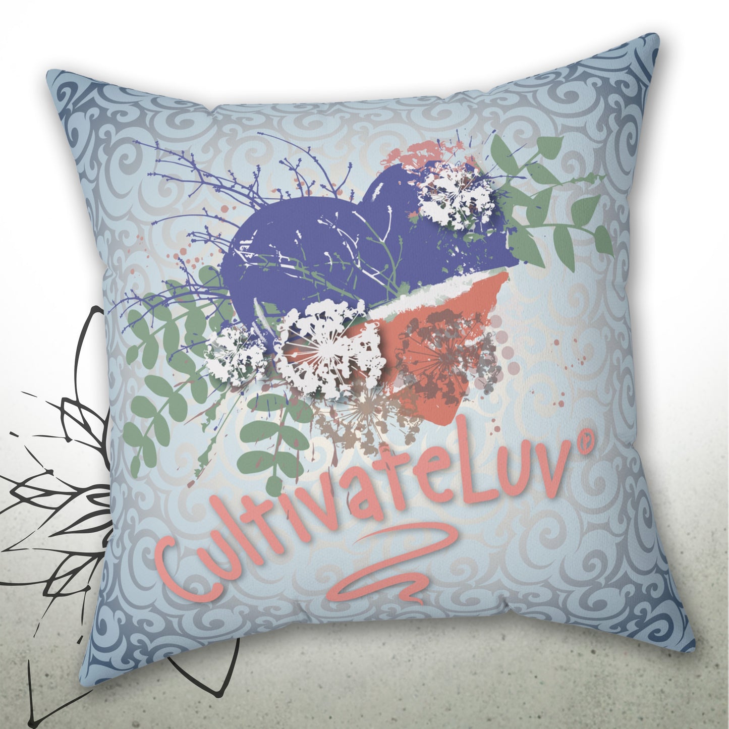 Garden Heart Graphic Throw Pillow - CultivateLuv™ Collection