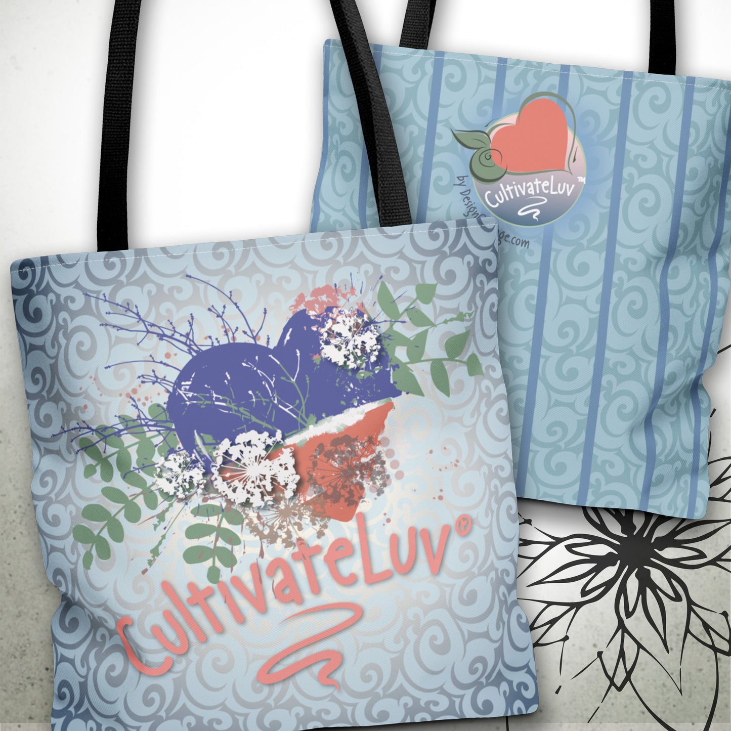 Garden Heart Graphic Tote Bag — CultivateLuv™ Collection