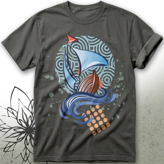 Sailboat Waves Unisex Graphic T-Shirt — BoatBird® Collection