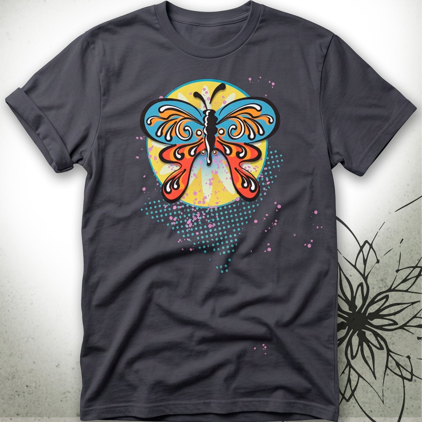 Colorful Retro Psychedelic Butterfly Unisex Graphic T-Shirt Tee — GardenPress® Collection
