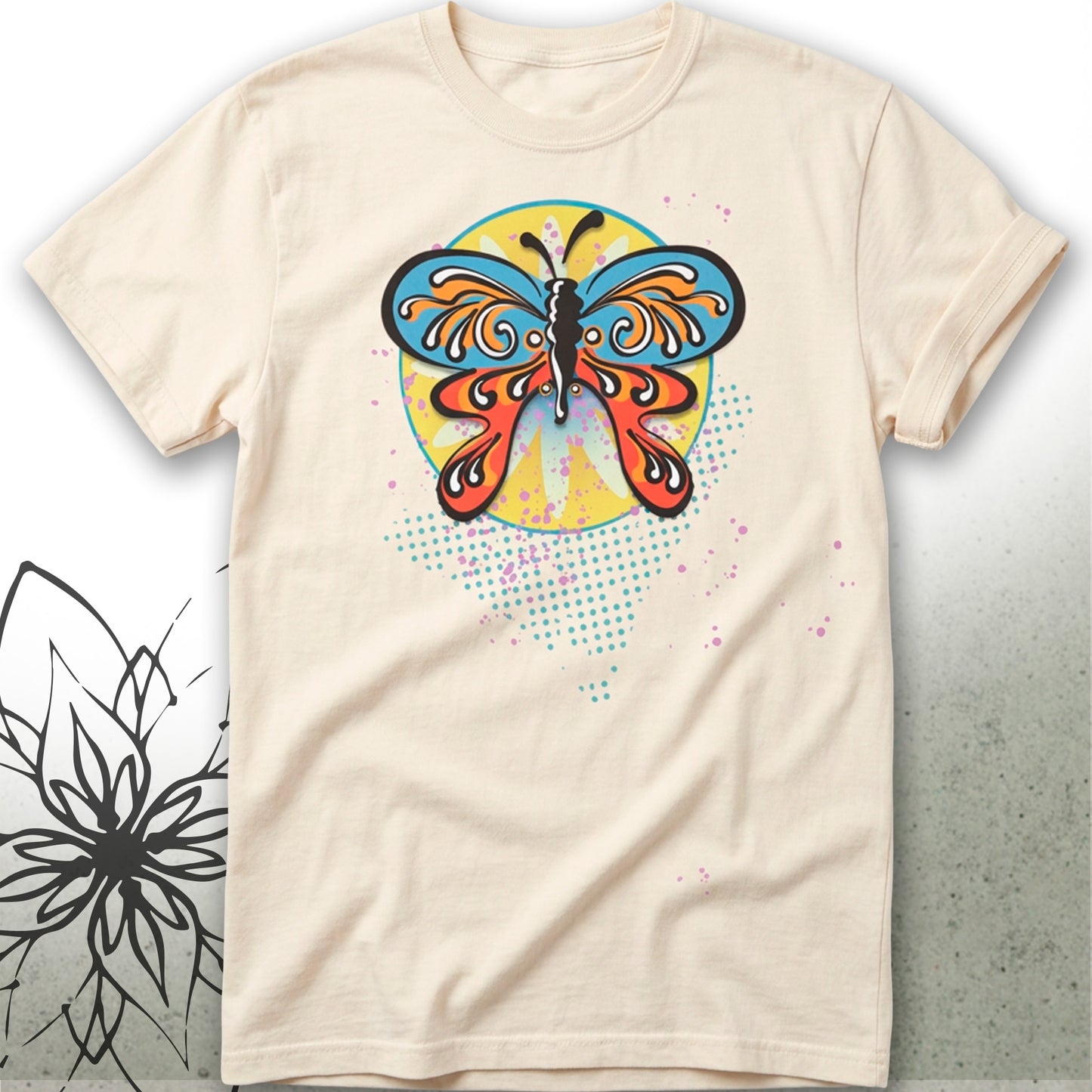 Colorful Retro Psychedelic Butterfly Unisex Graphic T-Shirt Tee — GardenPress® Collection