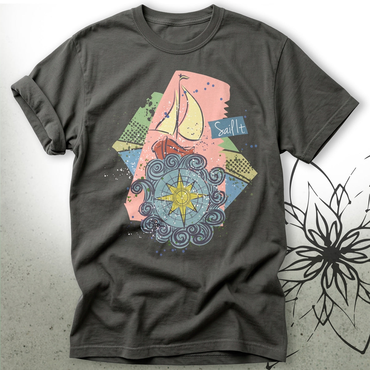 Sailboat Compass Unisex Graphic T-Shirt Tee — BoatBird® Collection