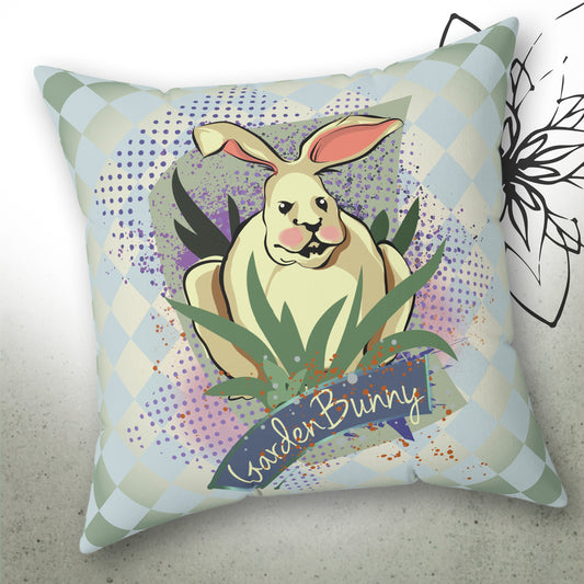 Bunny Rabbit Garden Graphic Throw Pillow - GardenPress™ Collection