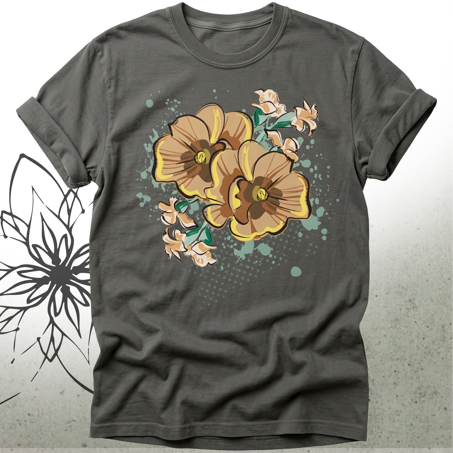 Vintage Poppy Floral Unisex Graphic T-Shirt Tee — GardenPress® Collection