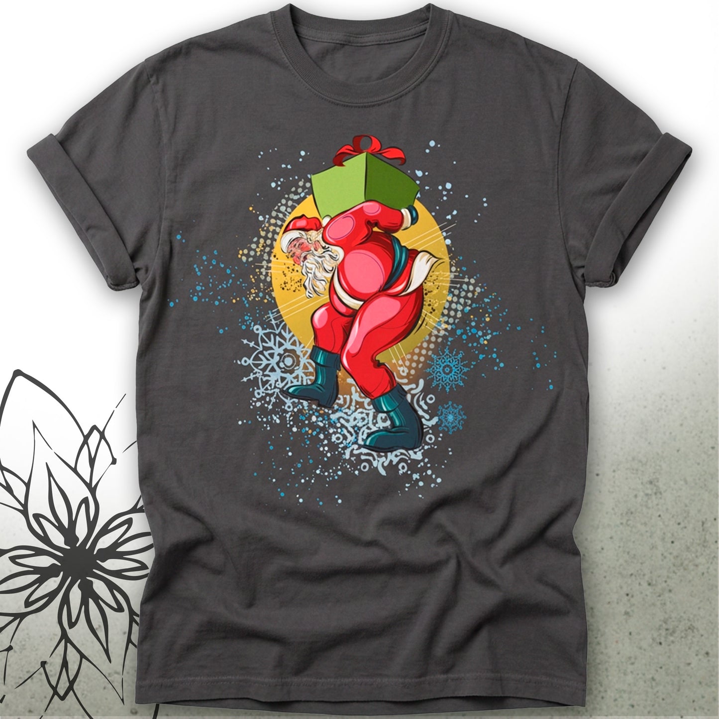 Christmas Santa Carrying Gift Unisex Graphic T-Shirt Tee — MoonSong® Collection