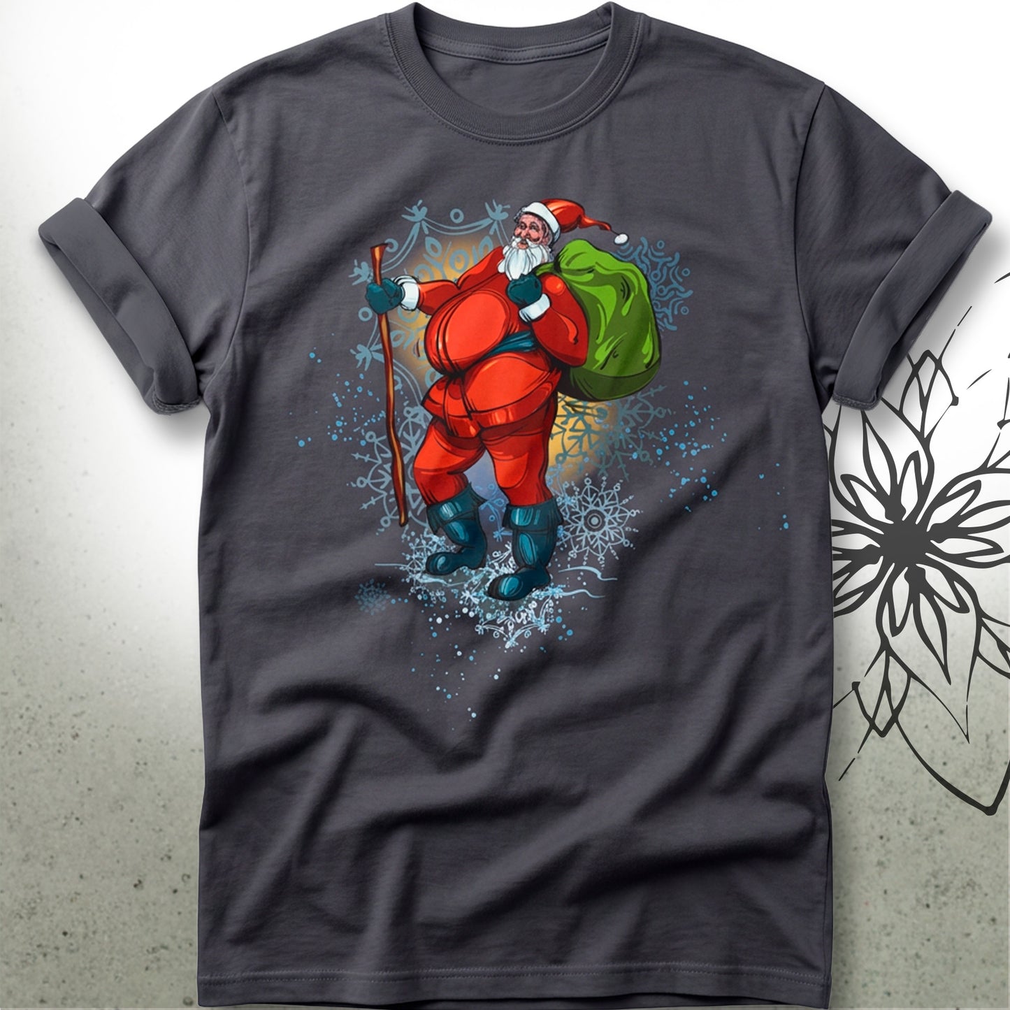 Santa Claus Carrying Christmas Sack Unisex Graphic T-Shirt Tee — MoonSong® Collection