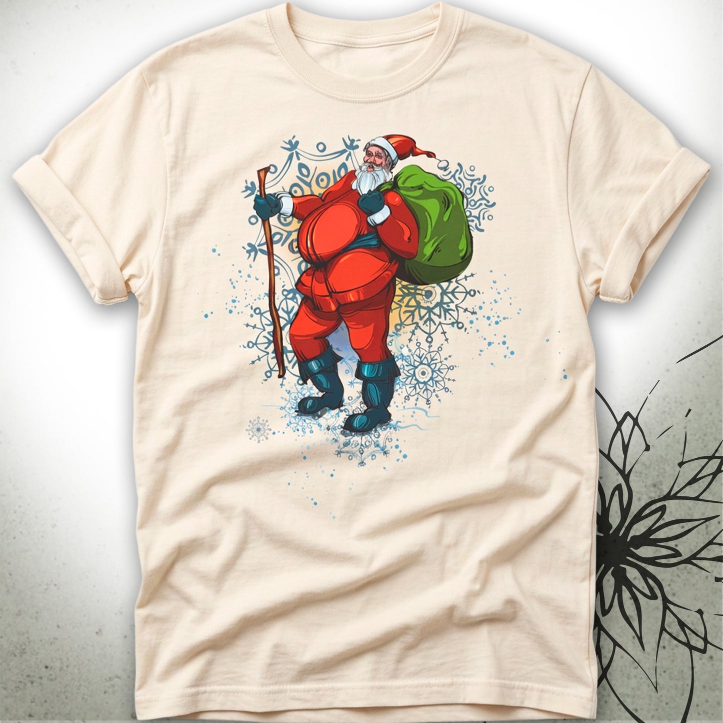 Santa Claus Carrying Christmas Sack Unisex Graphic T-Shirt Tee — MoonSong® Collection