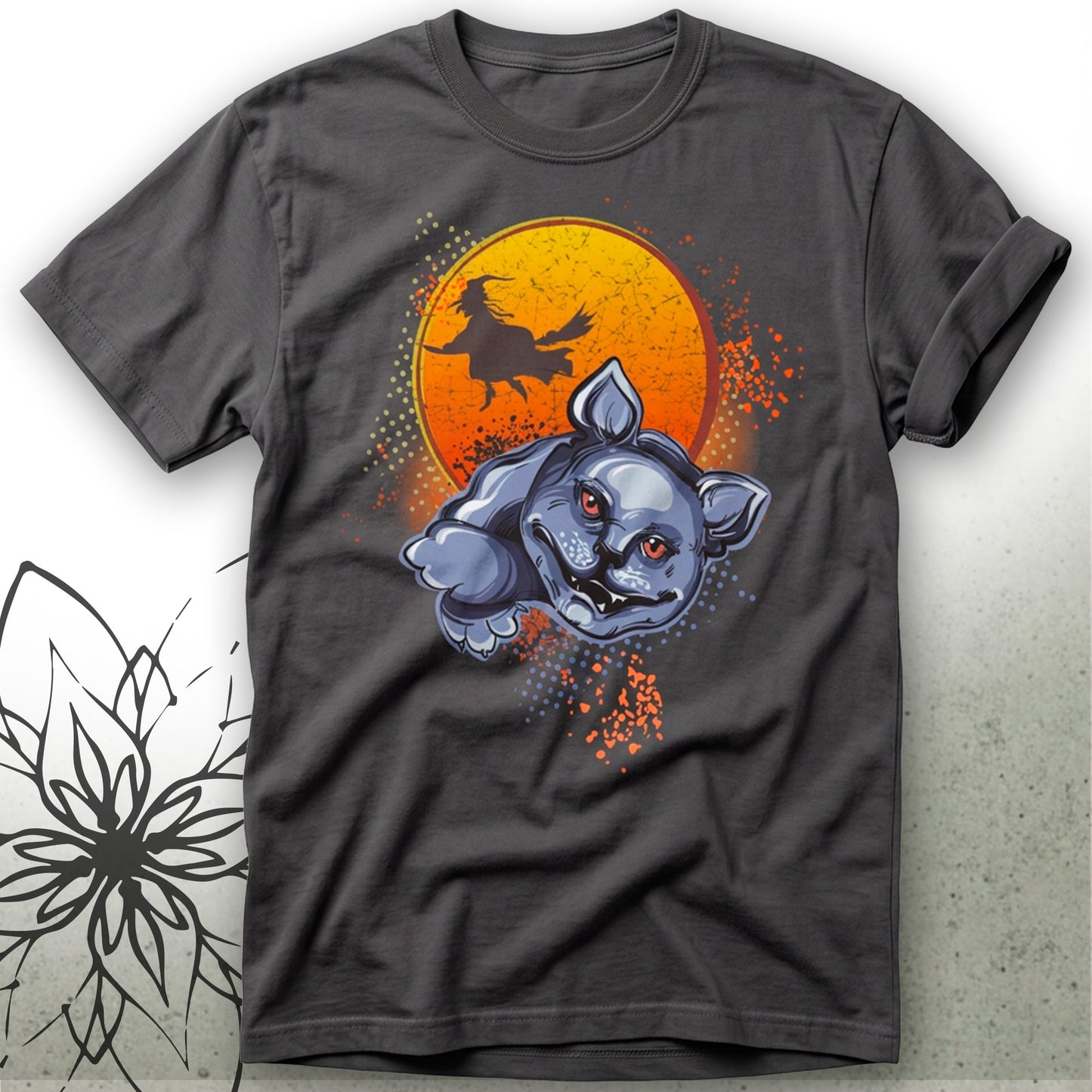 Halloween Cat & Witch Moon Unisex Graphic T-Shirt Tee — MoonSong® Collection