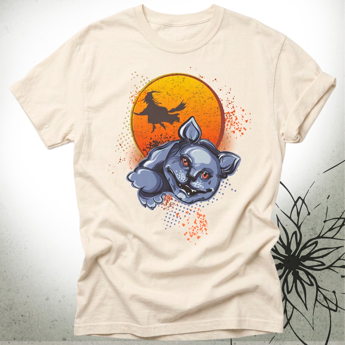 Halloween Cat & Witch Moon Unisex Graphic T-Shirt Tee — MoonSong® Collection