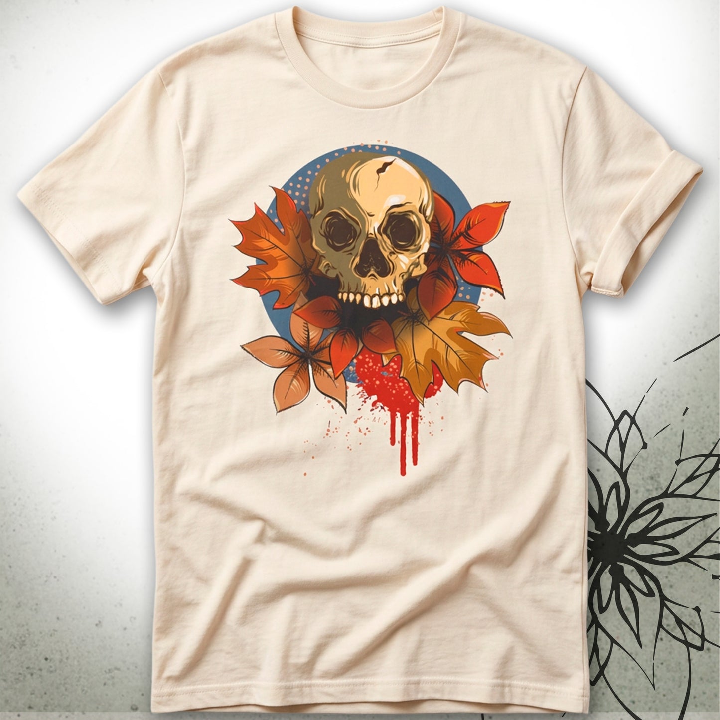 Skull & Autumn Leaves Unisex Graphic T-Shirt Tee — MoonSong® Collection