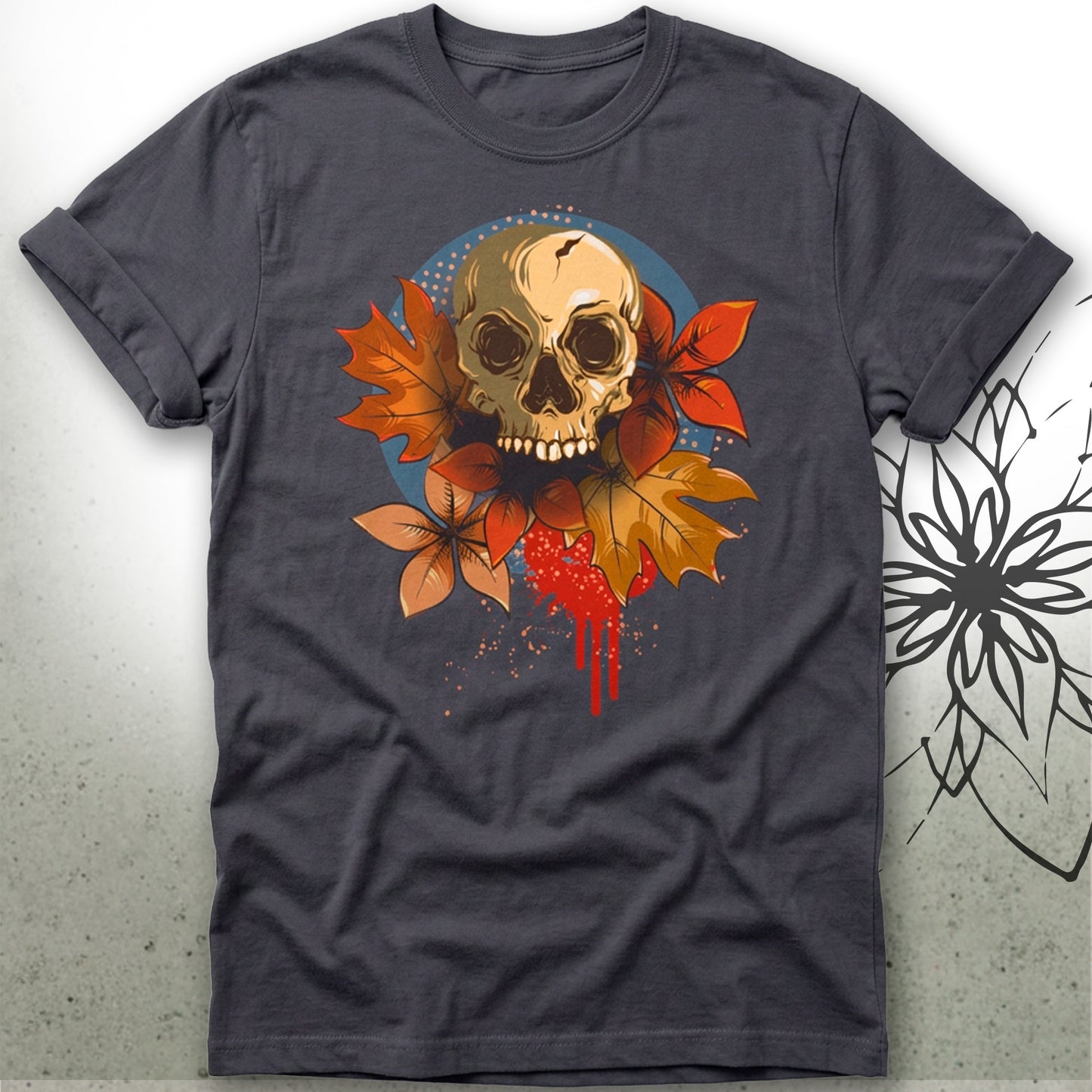 Skull & Autumn Leaves Unisex Graphic T-Shirt Tee — MoonSong® Collection