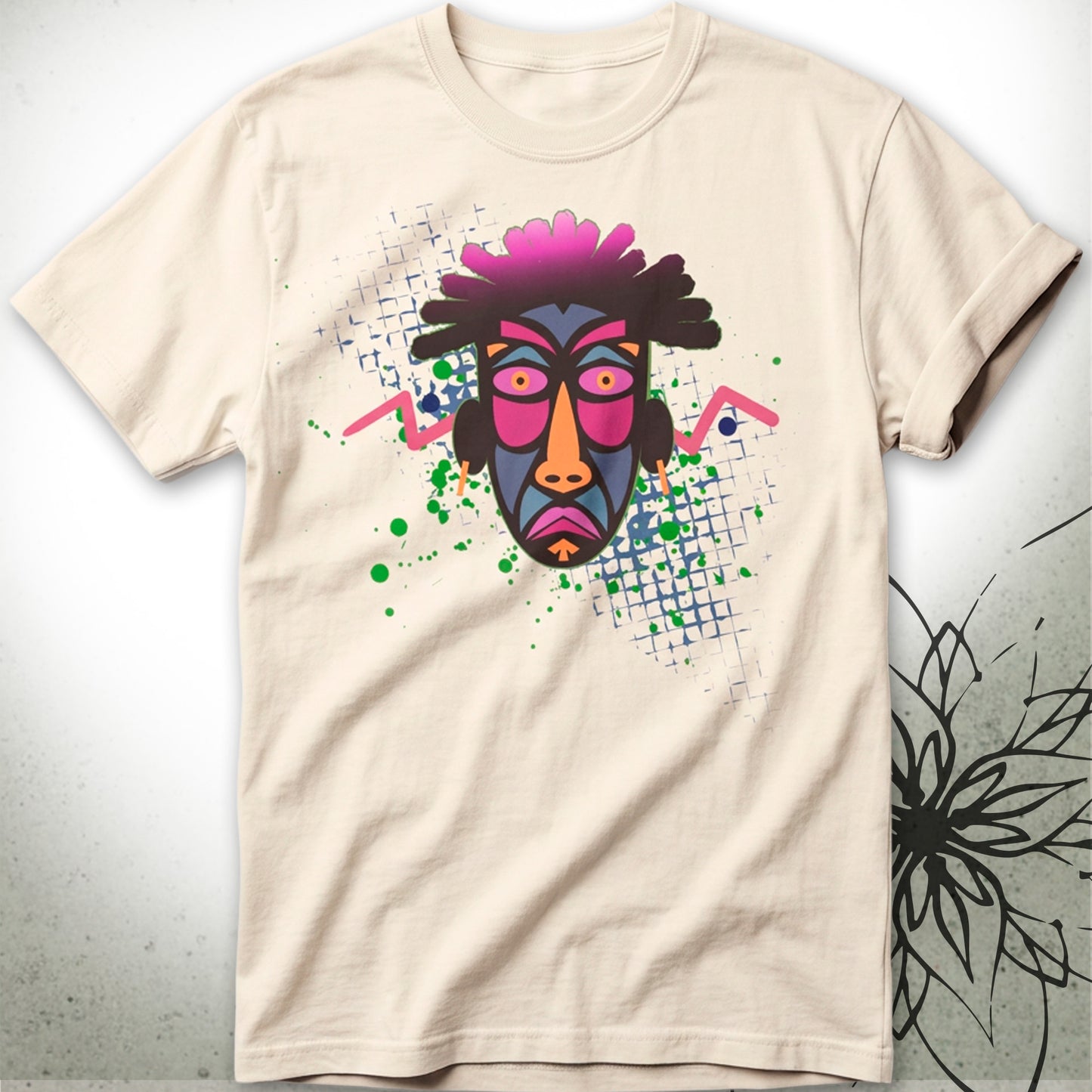 Tribal Neon Mask Unisex Graphic T-Shirt Tee — NomadDays® Collection